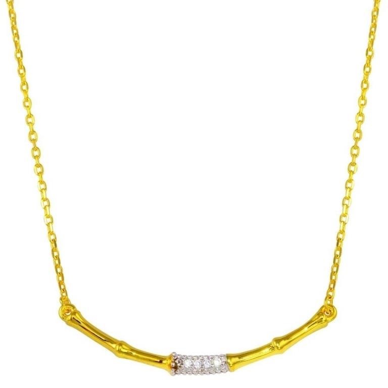 Sterling Silver Bamboo Crystal Necklace