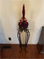 Glass-Top Stand with Flowered Candle