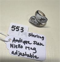 Antique Sterling Siam Niello Ring