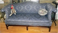 Blue Floral Chippendale Settee