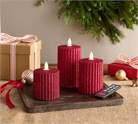 Mikasa Set of 3 Fluted LED Glitter Candles