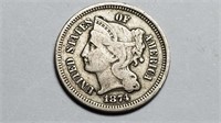 1874 3c Three Cent Nickel High Grade
