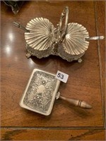 DOUBLE CONDIMENT HOLDER AND SILENT BUTLER SILVER