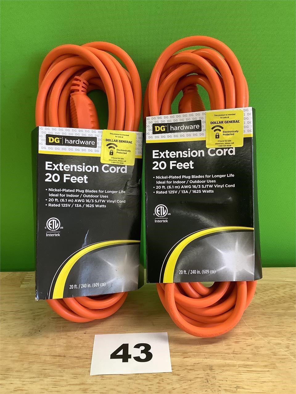 20 ft Orange Extension Cords lot of 2