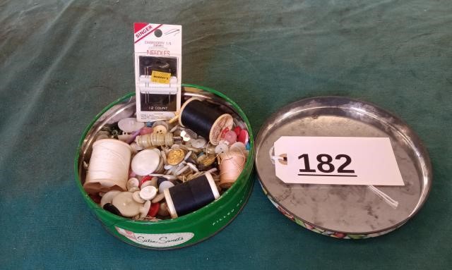 Small Tin with Buttons & Thread