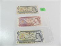 2 - 1 Dollar 1973 + 1 - 2 Dollar 1974 - CAD Bills