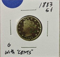 1883 Liberty Nickel w/ Cent G