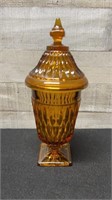 Vintage Amber Glass Apothecary Jar 10" Tall