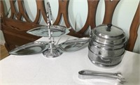 Stainless Serving Tray and Ice Bucket