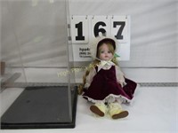 Vintage Porcelain Doll, 1983 w/Folding Display