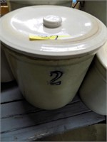 2 GALLON STONEWARE CROCK WITH LID