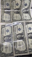 Group of (6) $1 Blue Seal Silver Certificates