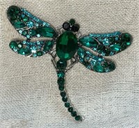 Blue/Green Crystal Dragonfly Brooch