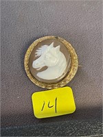 Antique Horse Cameo Pin