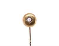 Edwardian period pearl and 15ct yellow gold stick