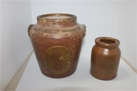 2 STONEWARE PIECES, UNUSUAL , 9"WIDE. 5"TALL