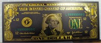 24K gold-plated banknote $1