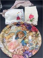 Vintage tray, napkin, fabric