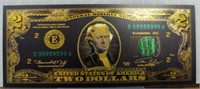 24K gold-plated banknote $2