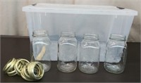 Clear Tote, 4 Canning Jars w/ Rings