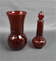 Vintage Anchor Hocking Royal Ruby Red Glass Vase &