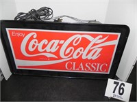 Plastic Lighted Coca Cola Classic Sign Wall