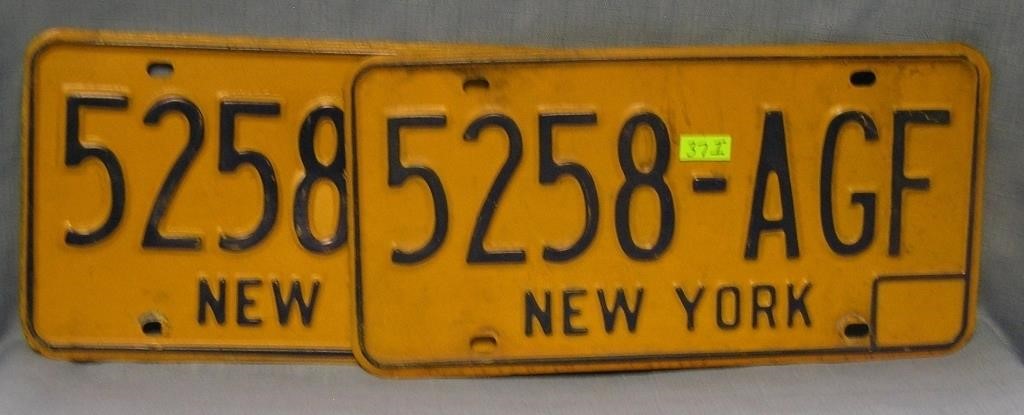 Pair of vintage NY license plates