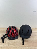 Two biking helmets