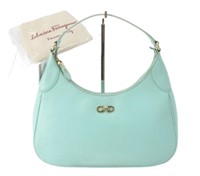 Ferragamo Light Blue Gancini Hand Bag