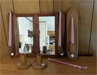 Mirrors and candle holders wooden