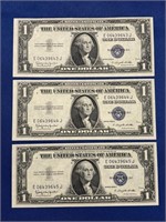 SILVER CERTIFICATES 1935, (3) CONSECUTIVE NUMBERS