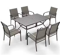 Black 7-Piece Table Outdoor Patio Dining Set