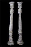 Lot: Folk Art Style Wooden Columns or Pillars.