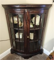 Gorgeous Dark Wooden Glass Corner Cabinet ONLY