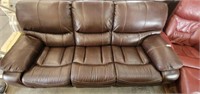 LEATHER LOOK UPHOLSTERED DOUBLE RECLINING SOFA