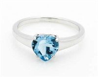 Beautiful 2.00 ct Blue Topaz Heart Solitaire Ring