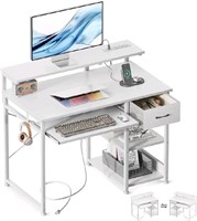 Small Computer Desk with Keyboard Tray, 40 Inch Of