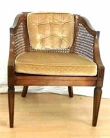 Wood Framed, Gold Cushioned Chair