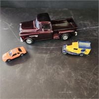 1955 Chevy Pickup Model Car and 2 Small Cars