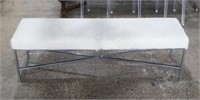 WHITE COWHIDE UPHOLSTERED BENCH