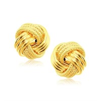 14k Gold Interweaved Love Knot Stud Earrings