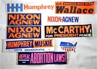 (9) POLITICAL BUMPER STICKERS - NIXON