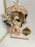 Happy Holiday Wreath & Merry Ornament Decor