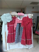 Vintage Handmade costumes, 3 dresses with bonets,