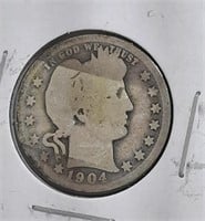 1904 Barber 25 Cent Coin
