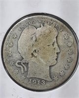 1913-D  Barber 25 Cent Coin