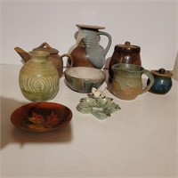Pottery and enamel leaf