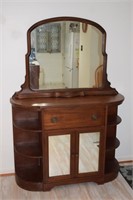 Mahogany veneer mirrored cabinet, single drawer ov