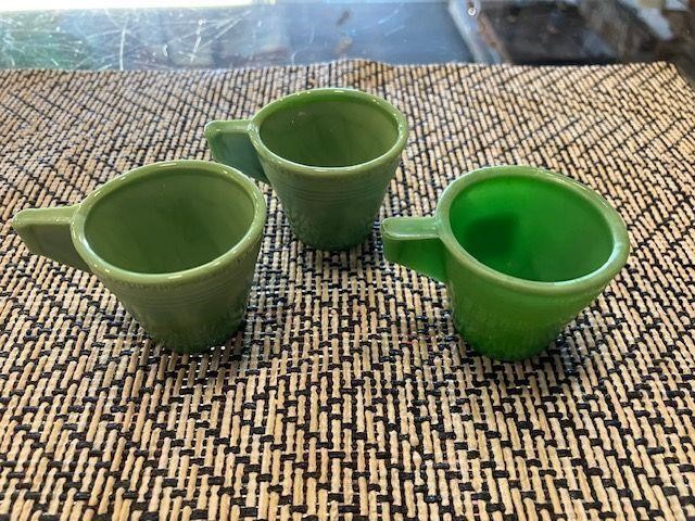 1930's Akro Agate Green Cups (3)