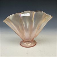 Fenton Pink Melon Rib Fan Vase